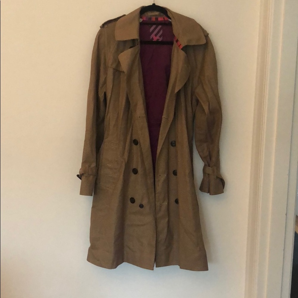 Modern Amusement plaid trench coat